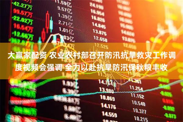 大赢家配资 农业农村部召开防汛抗旱救灾工作调度视频会强调 全力以赴抗旱防汛保秋粮丰收